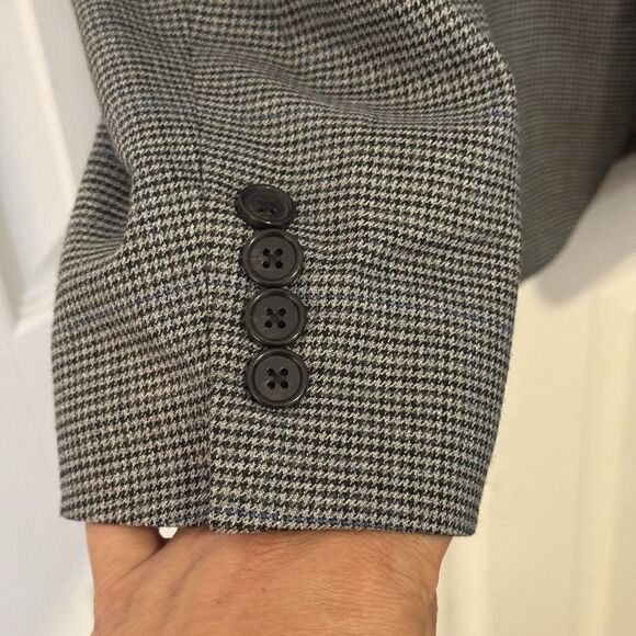 Lauren Ralph Lauren Men’s 42L Blazer Sport Coat Gray Houndstooth Blue Windowpane - Picture 3 of 12